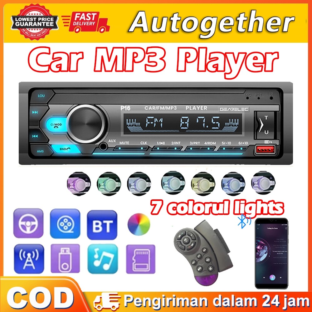 1Din Universal Tape Mobil Audio MP3 Player Single Din Version Multifungsi 60W Bluetooth5.0 USB MP3 F