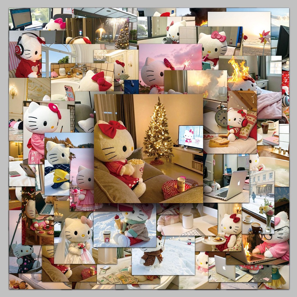 

54PCS Cute Hello Kitty Daily Graffiti Stickers Kawaii Sanrio Decal Decoration Guitar Skateboard Phone Cup Waterproof Sticker