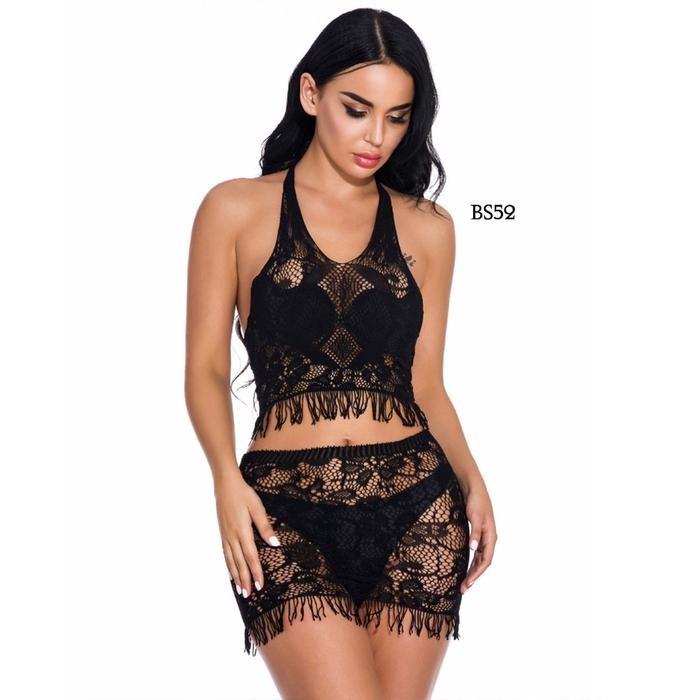 Stocking Lingerie  Transparan Bikini Hitam Premium BS52