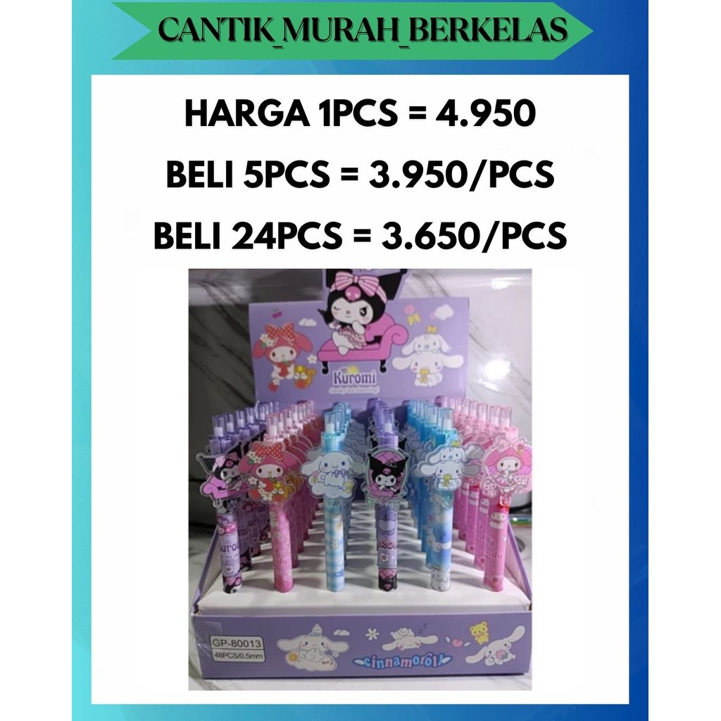

CMB PULPEN PENA GEL 0.5MM CETEK TINTA HITAM MOTIF CANTIK BLACKPINK SANRIO SHINCAN LOTSO