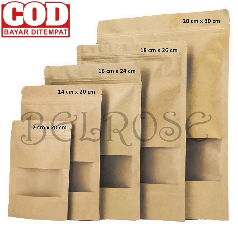 

Standing Pouch Kraft Paper KEMASAN KERTAS JENDELA EKONOMIS WINDOW ZIPLOCK Plastik Klip Kemasan