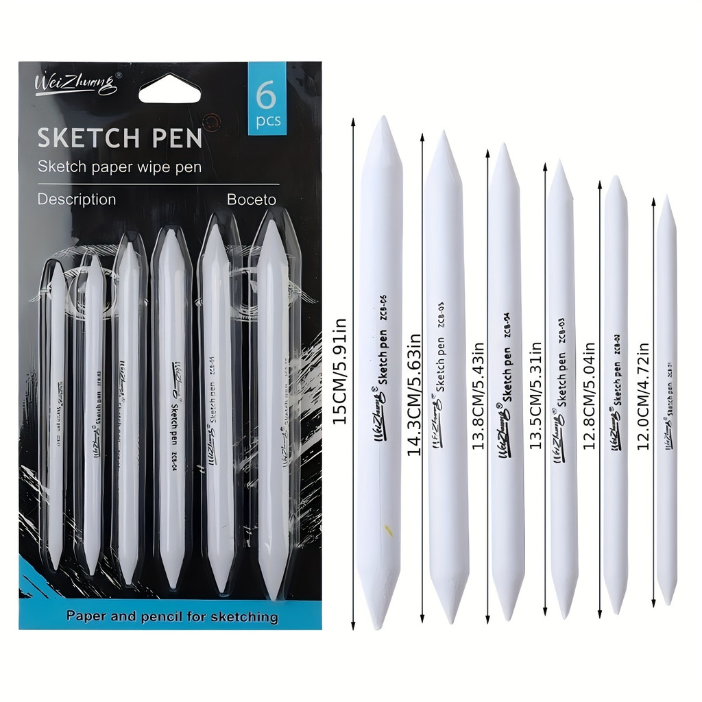 

Double Headed Correction Pen, Painting, Monochromatic Painting, Monochrome Sketch, Correction Brush, 6Pcs/Set, New Paper Eraser