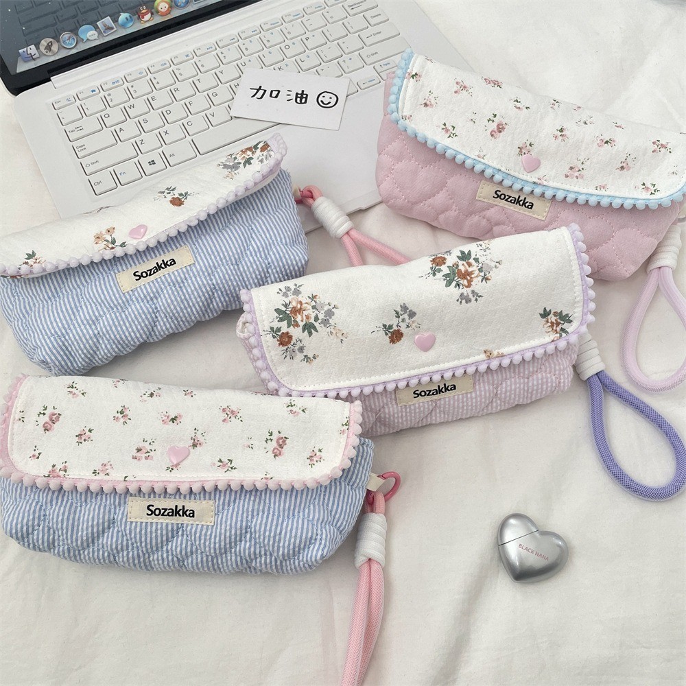 

Cute Floral Pen Bag Student Multi-function Large Capacity Stationary Storage Pouch Pencil Case Girls