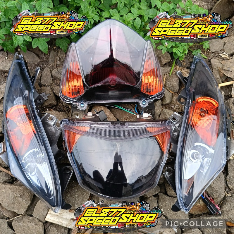BOBUNSHOP  REFLEKTOR HEADLAMP LAMPU DEPAN MIO J CUSTOM LAMPU SEN SEIN RITING MIO J CUSTOM SMOKE OREN