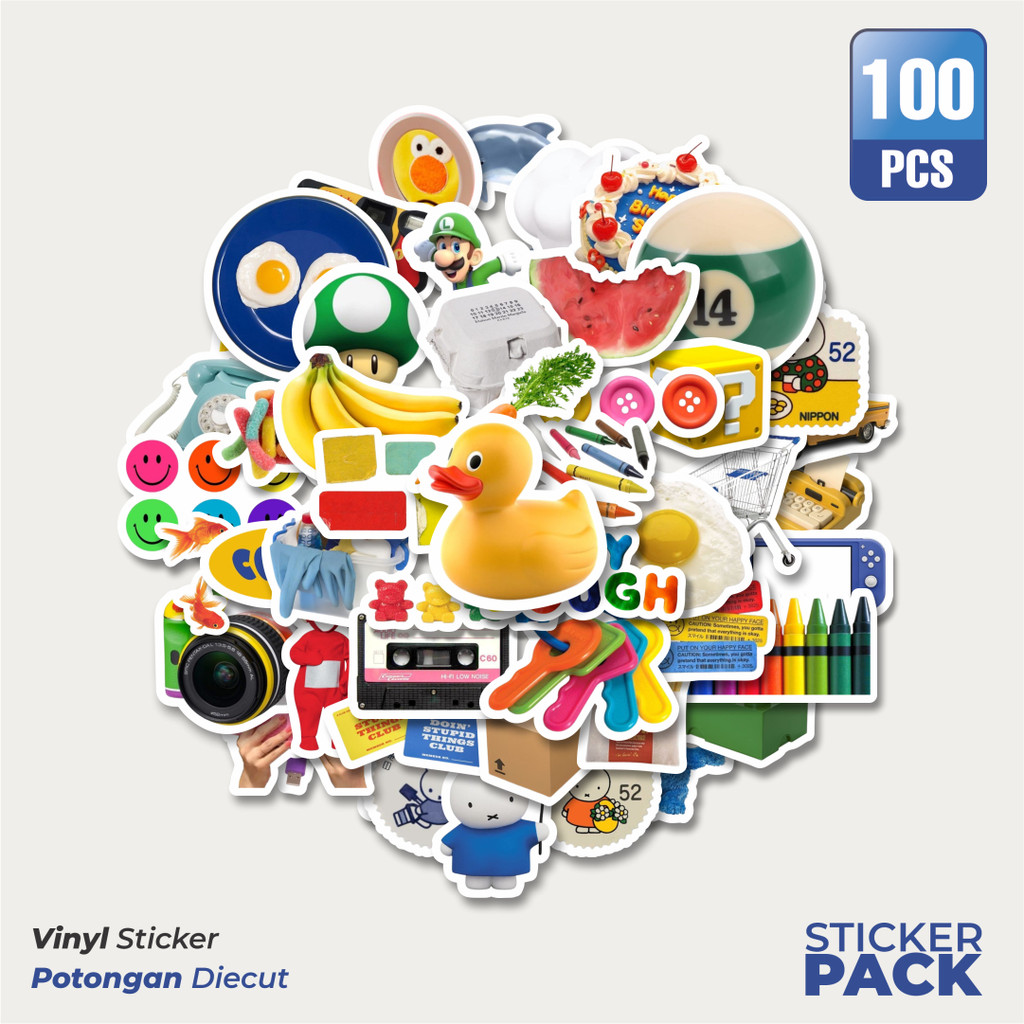

MURAH 100 PCS Stiker Colorful Retro Aesthethic Mix 1 Waterproof Aesthetic- Untuk Laptop, Motor, dan Helm - Paper Stationery Pack