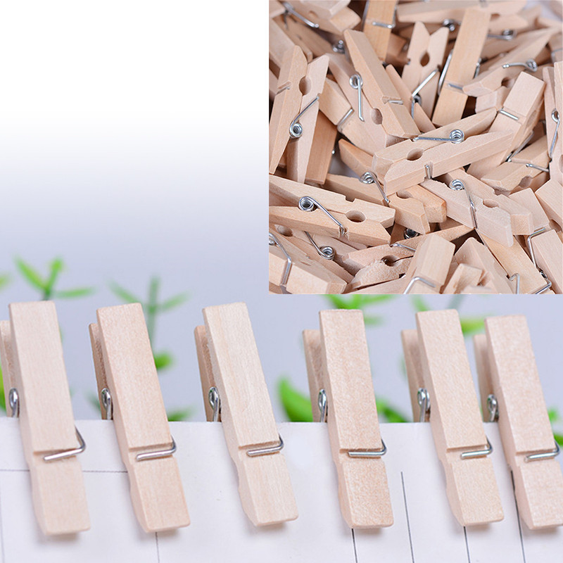 

50Pcs Very Small Mine Size 25mm Mini Natural Wooden Clips for Photo Clips Clothespin Craft Decoration Clips Pegs