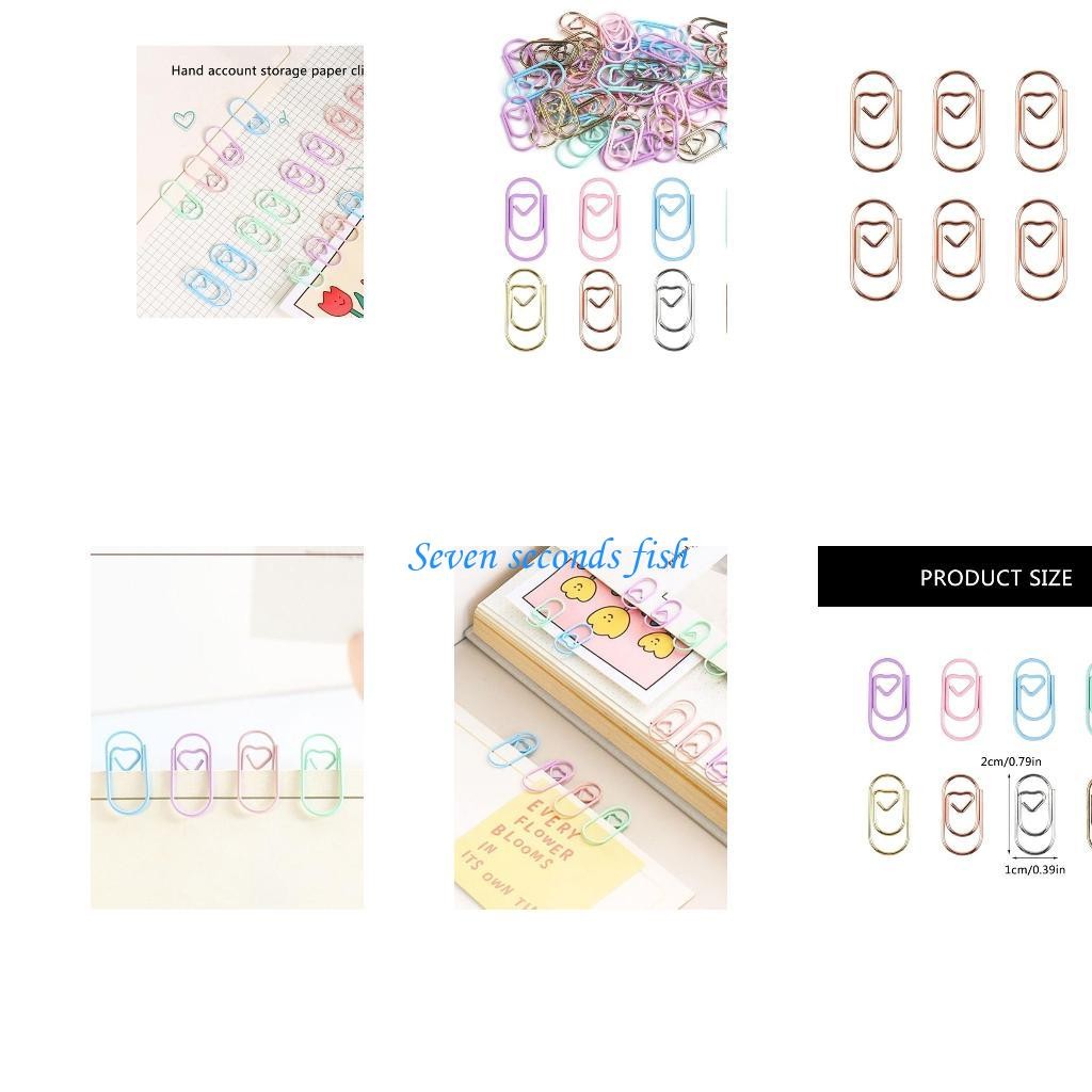 

L74B 20mm Small Heart Metal Paperclip File Holder Clip Metal Bookmarks for Office