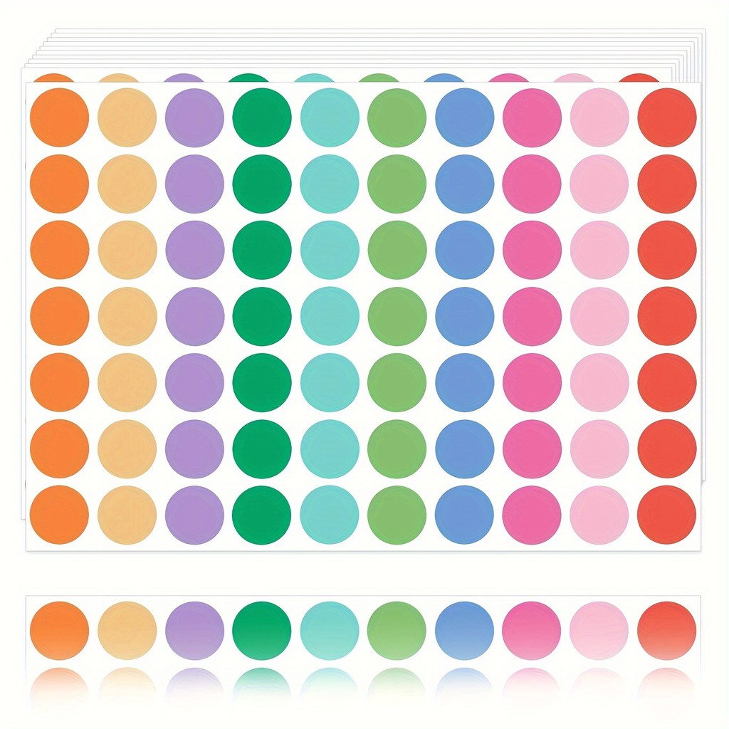 

1050 Pcs 1 Inch 10 Colors Round Colored Dot Stickers for Teaching Papers, Color Coding Labels, Circle Dots Stickers