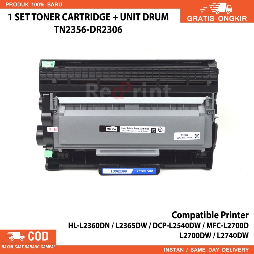 

Satu set toner dan unit drum brother DCP-L2540DW / MFC-L2700D L2700DW / L2740DW / HL-L2360DN / L2365DW