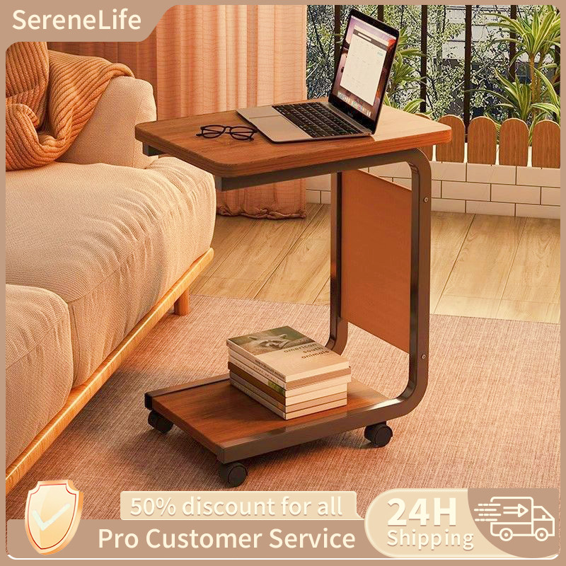 COD Meja Sofa Sudut Meja Kecil Beroda Mudah Pakai di Kamar Meja Kantor Kayu Meja Samping Minimalis M