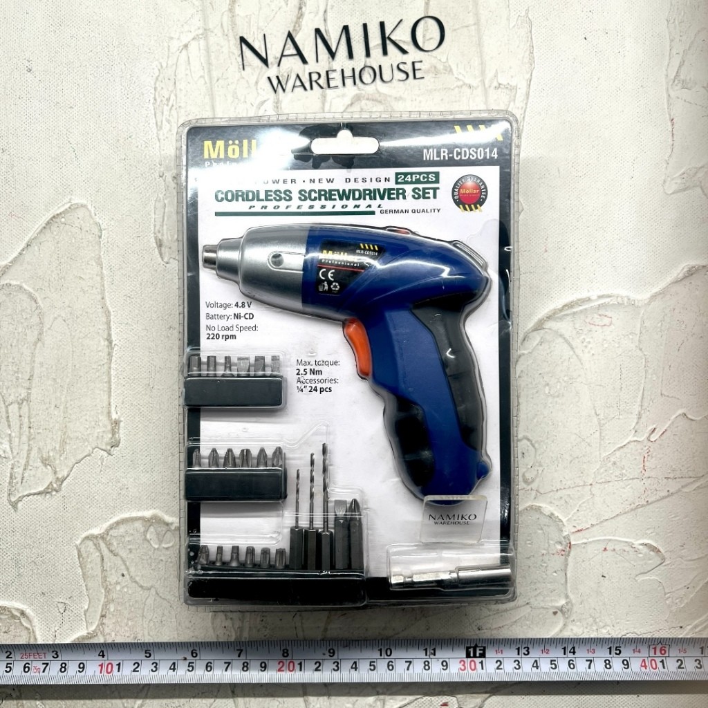 MOLLAR mesin bor obeng cas baterai cordless screwdriver set 24 pcs NAMIKO WAREHOUSE