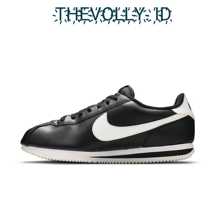 Sepatu Nike Cortez Black White Leather BNIB Original / Sneakers Pria