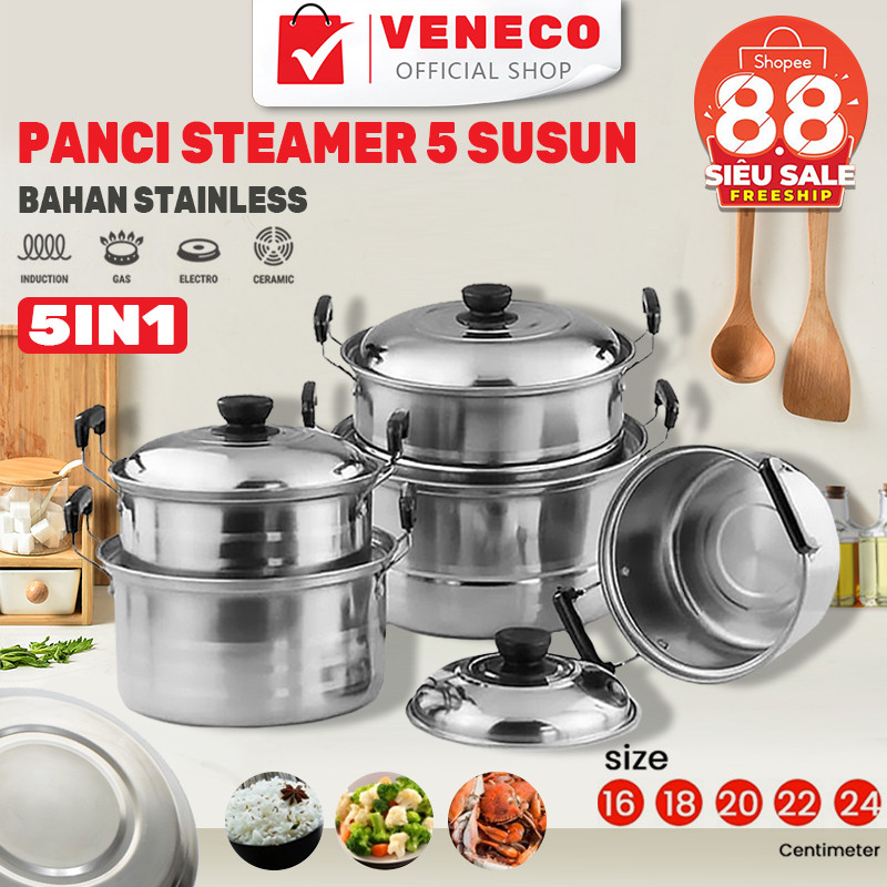 Stainless Panci set 5 susun tutup stenlis / Panci +  Set 5 Susun Stainless Bahan Tebal PREMIUM