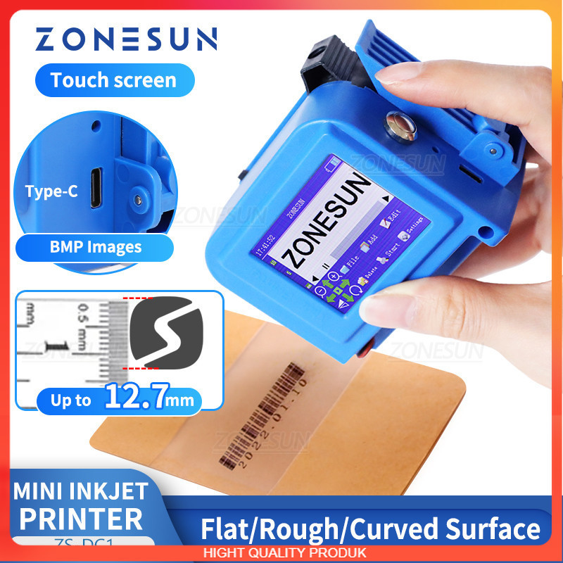 

BEST QUALITY ZONESUN ZS-DC1 Handheld Inkjet Printer Portable Date Coding Machine 12.7mm QR Code Barcode Batch Serial Number Bottles Packaging