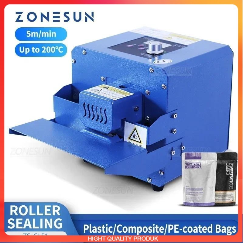 

BEST QUALITY ZONESUN Portable Bag Sealer Roller Sealing Machine Aluminum Foil Composite Plastic Film PE Coated Paper Food Packaging ZS-GLF1