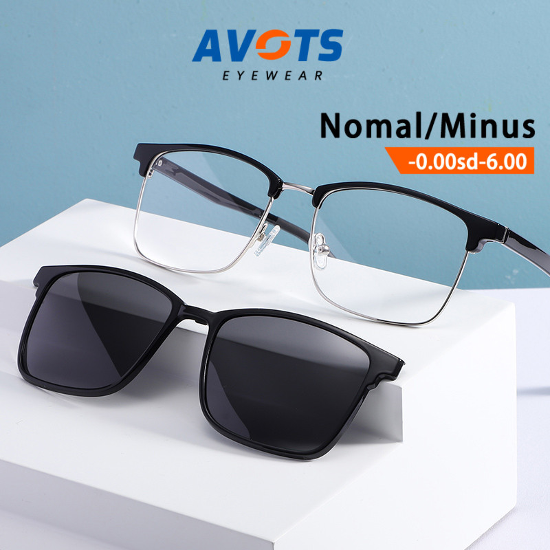 Avots Kacamata Minus Clip On Anti Radiasi Blueray Photocromic Polarized Gaya Kotak Binis Potocromic 