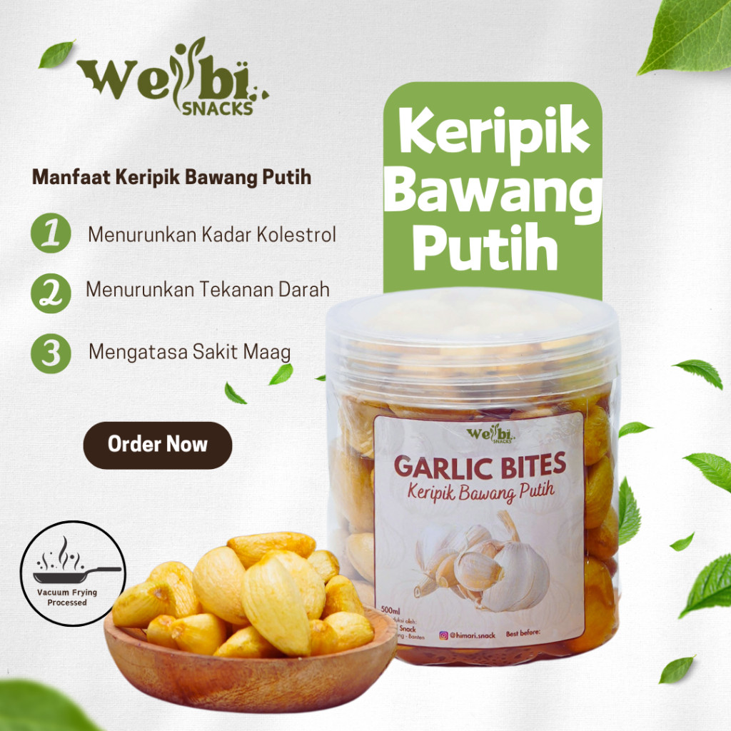 

Keripik Bawang Putih Utuh Wellbi Garlic Bites Snack Cemilan Sehat Halal