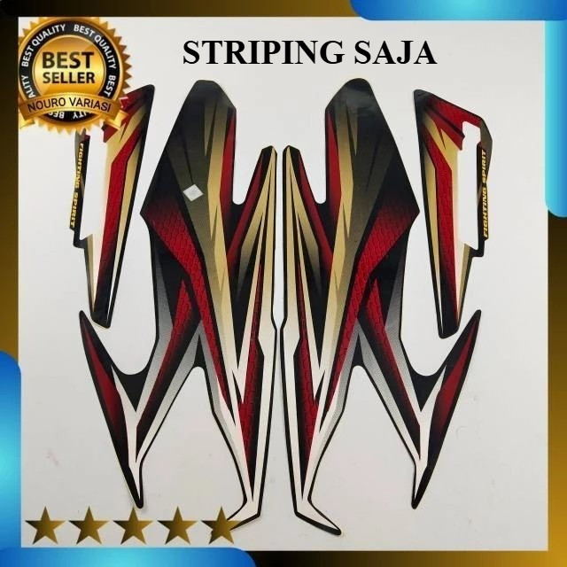 striping rx king 2005 merah set emblem timbul, stiker lis body rx king 2005 merah komplit
