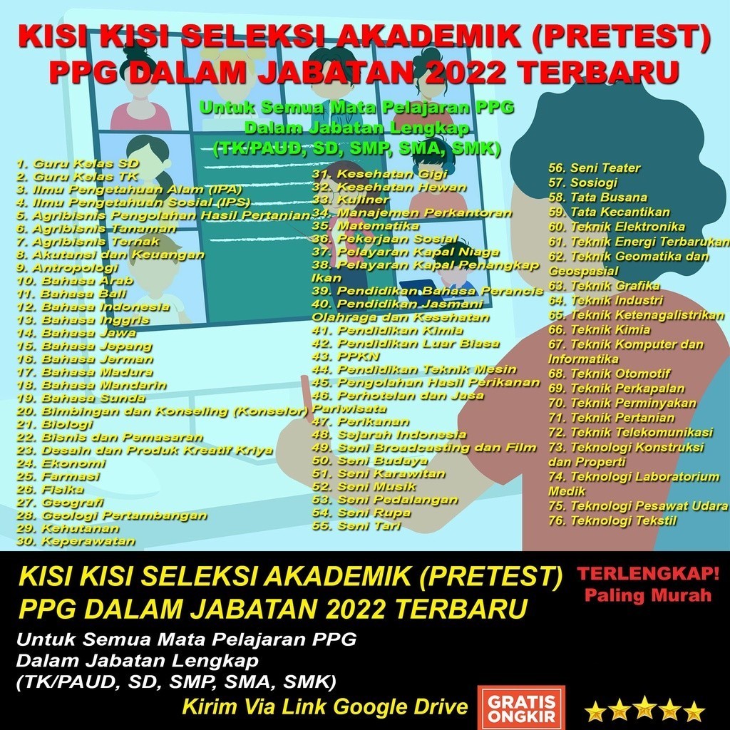 KISI KISI SELEKSI AKADEMIK (PRETEST) PPG DALAM JABATAN 2022 TERBARU