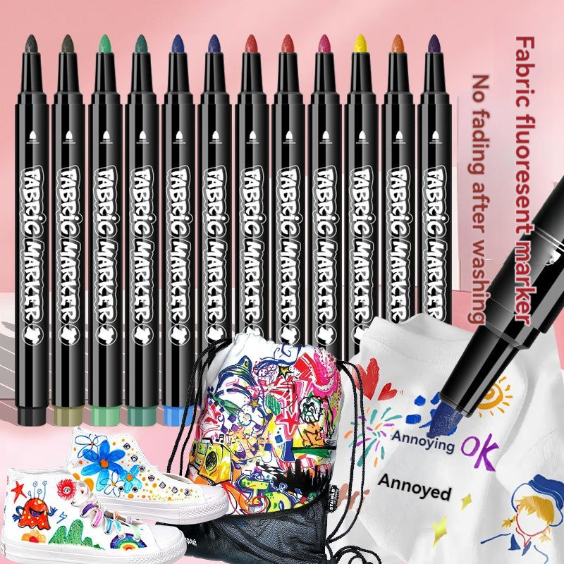 

12/24 Colors Acrylic Paint Markers Pen Never Fade Quick Dry and Permanent,Waterproof Paint Set for Fabric, Canvas Art