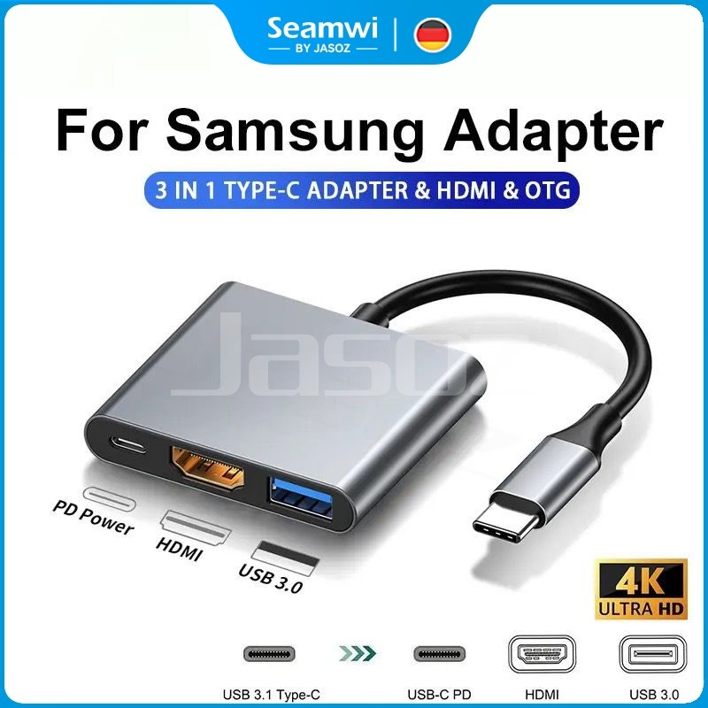 Seamwi Kabel Adaptor 3 in 1 USB Type C To HDMI USB 3.0 TYPE C Macbook AIR PRO M1 IPAD ASUS LENOVO HP