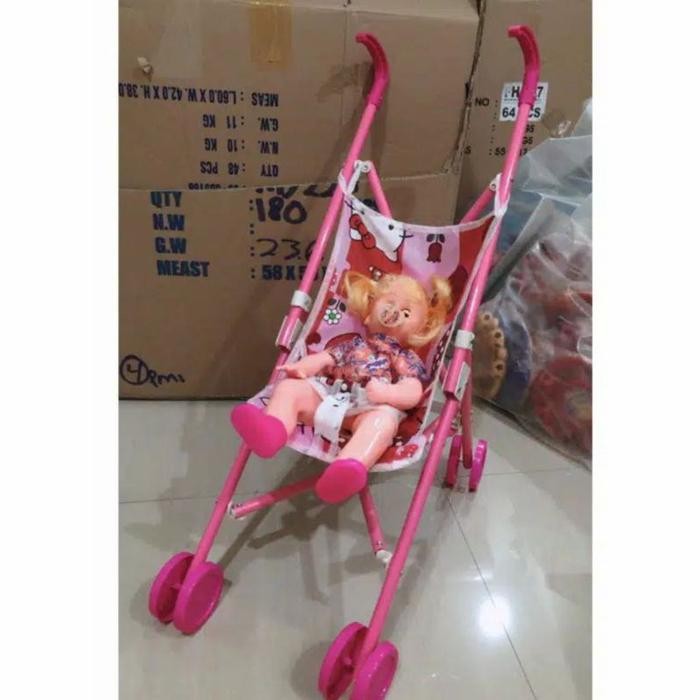 Mainan Dorongan Stoller Bayi + Boneka bisa nangis (Stoller Besar)