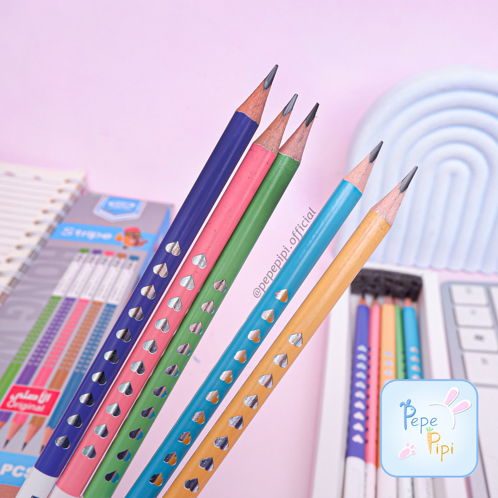 

Pensil Kayu Hong Wei Hati 2B Pencil Warna Warni Alat Tulis Sekolah Termasuk Penghapus