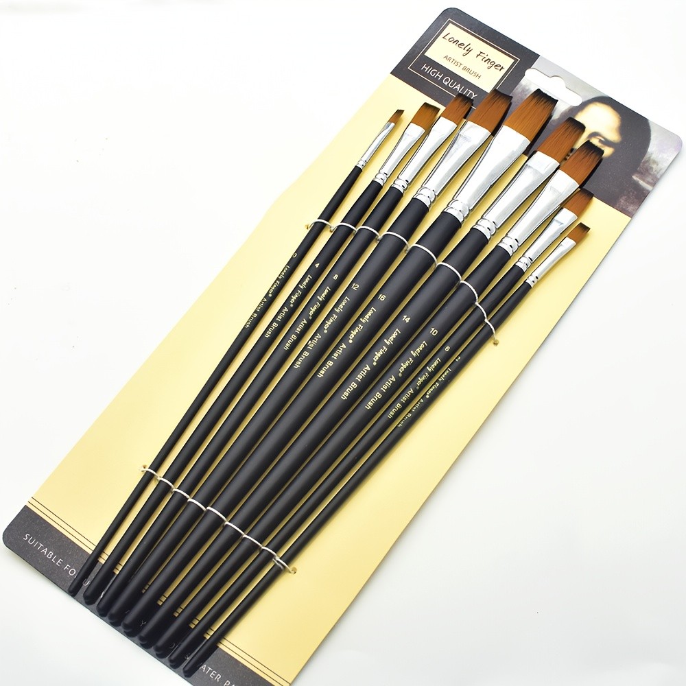 

9Pcs Paint Brushes for Acrylic, Painting Paintbrushes Flat Nylon Hair Brush Oil Watercolor Artist Supplies, for Children Adult