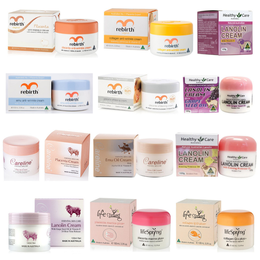 Rebirth / careline / healthy care / life spring lanolin , placenta , krim wajah australia , anti wri