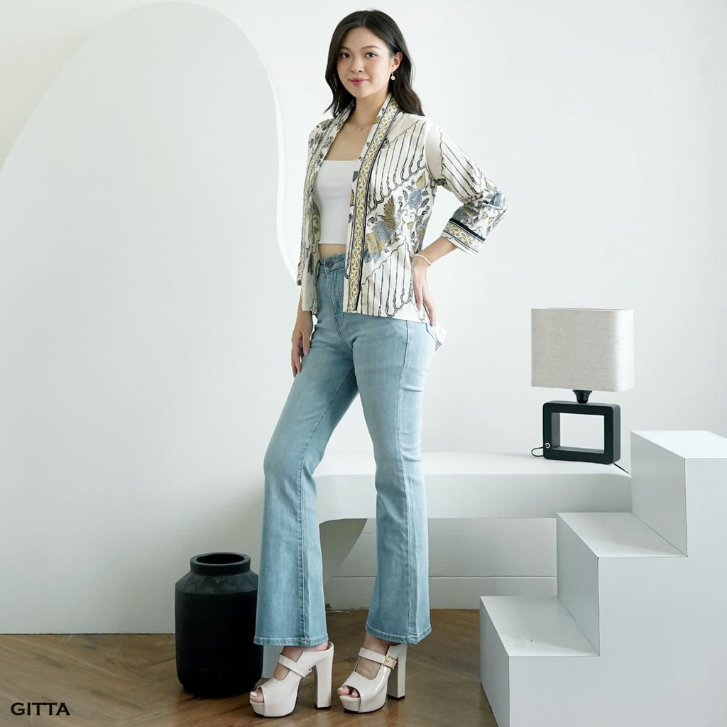 GIRLY Gitta Blazer Batik Outer Batik Lengan Panjang Luaran Batik Atasan Blouse Wanita Rompi Wanita C