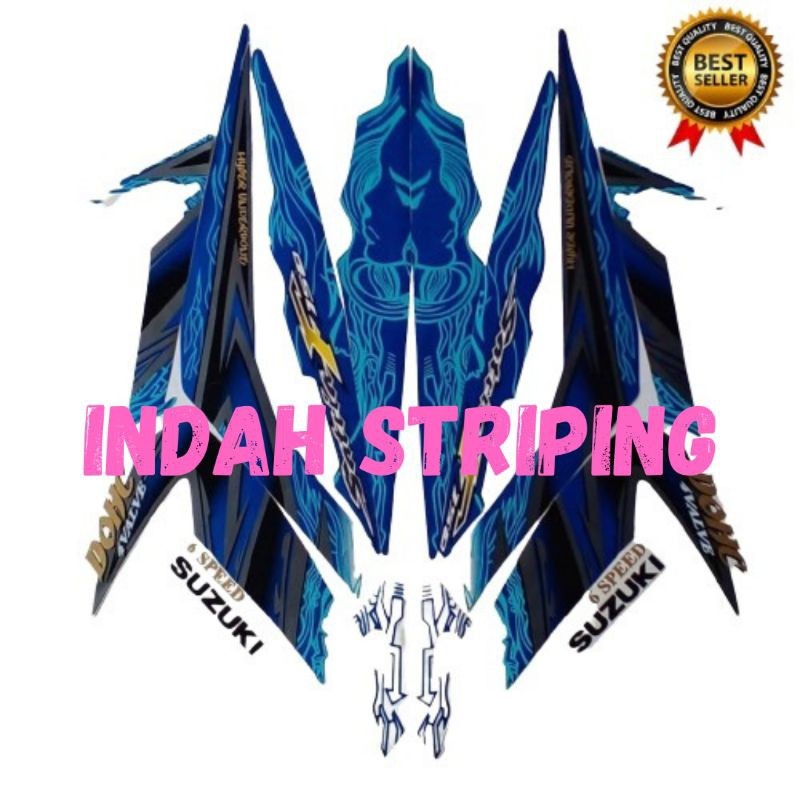STRIPING STIKER LIS MOTOR SATRIA FU BARONG TAHUN 2011 WARNA BIRU