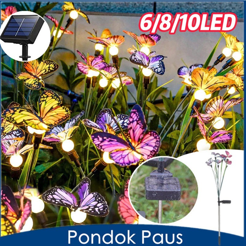 Lampu Taman Dekoratif Surya LED Bentuk Kupu-Kupu 6/8/10 Pilihan LED Tahan Air/Tahan Hujan Untuk Penc