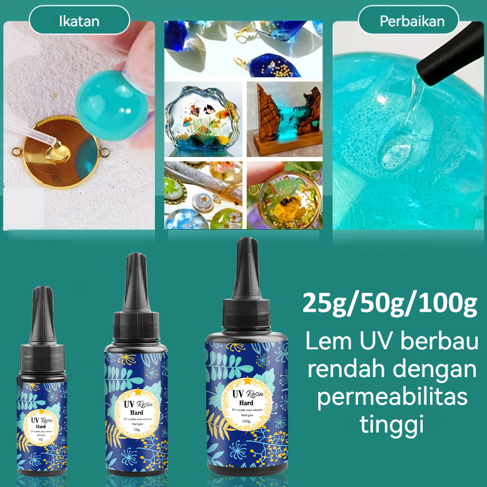 

25/50/100g Resin UV Bening/DIY Resin Clear/UV Resin Hard /Resin Ultraviolet Untuk Craft DIY 25/50/100g