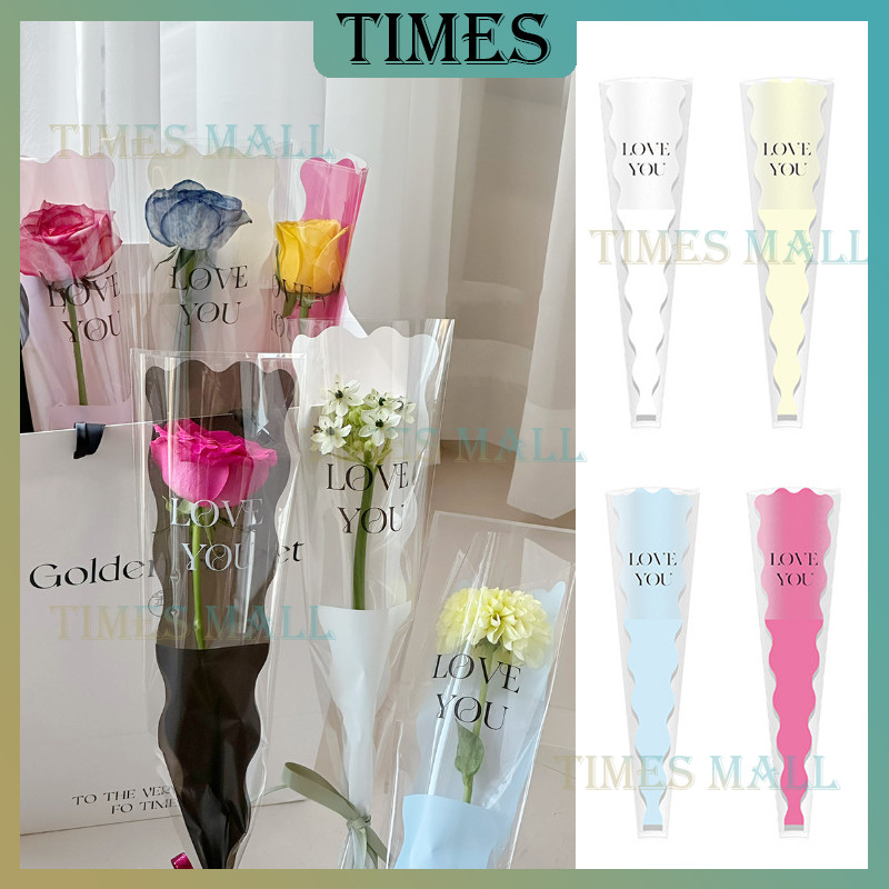 

Single Flower Packaging Love You Series /Kantong Plastik Bunga/Single Rose Wrapping/Flower Sleeve/Cellophane/Plastik Bunga 1 tangkai
