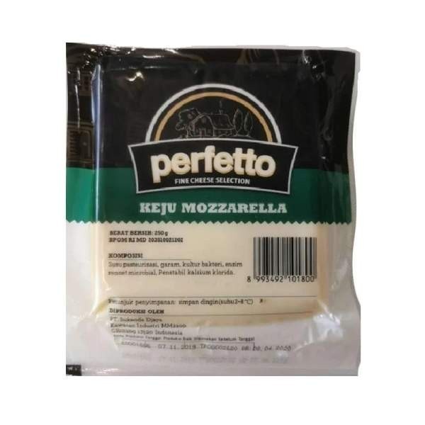 

Perfetto Mozzarella Slice 250gr Elastisitas Tinggi