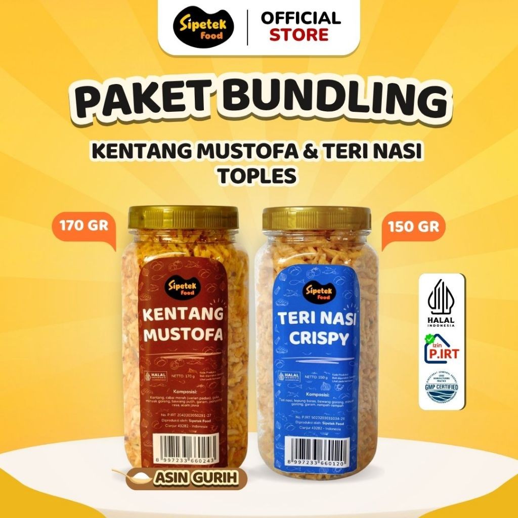 

New [Spesial] - Paket Bundling Kentang Mustofa dan Teri Crispy Toples SipetekPremium