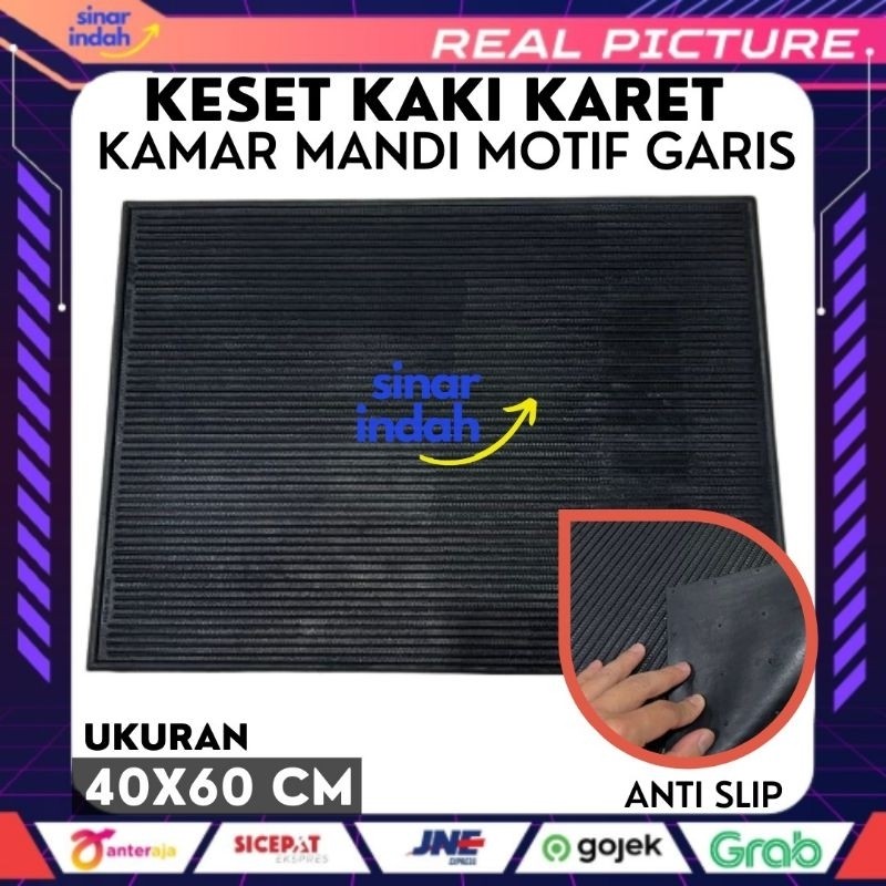 

Keset Karpet Karet Kamar Mandi Pintu Motif Garis 40x54 cm