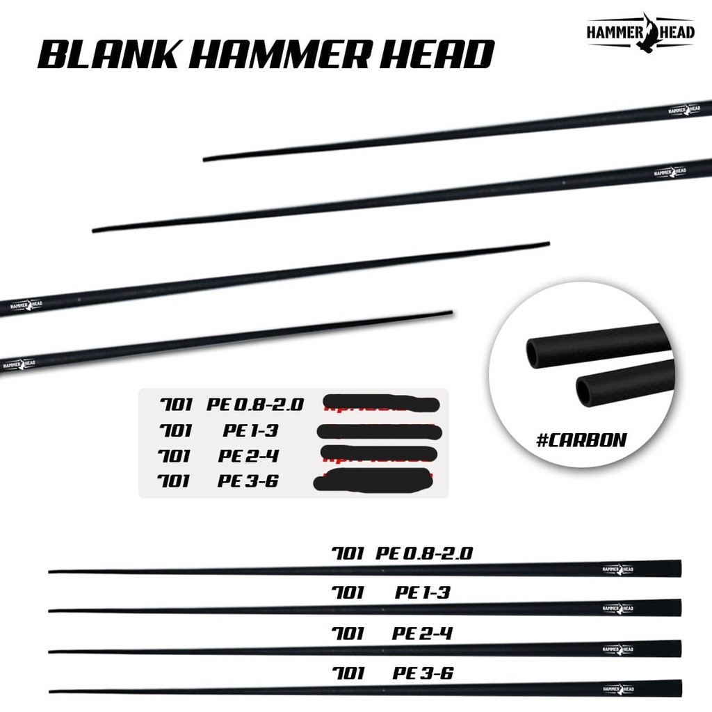 ZONA PEMANCING - Blank Carbon Hollow Hammerhead 701 210cm Ukuran 0.8-2