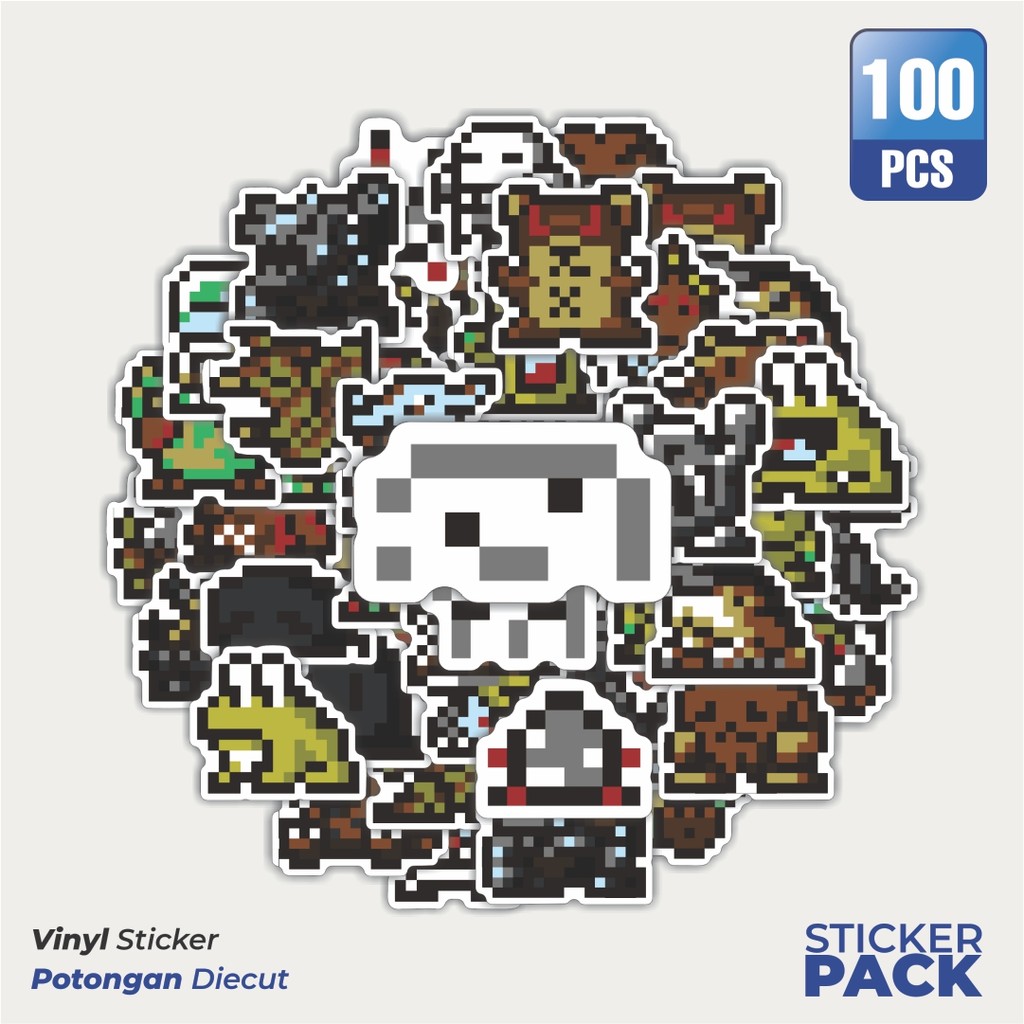 

100 PCS STIKER Stiker Pixel Digimon V43 Waterproof Aesthetic- Untuk Laptop, Motor, dan Helm - Paper Stationery Pack