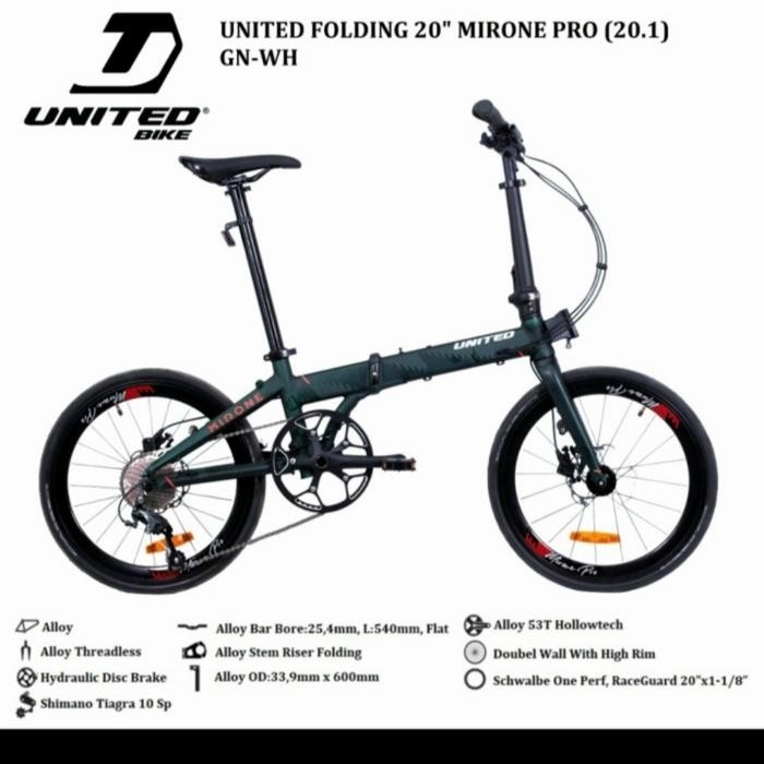 promo Sepeda Lipat United Mirone pro 10 speed tiagra (20 Inch) - Hijau terlaris