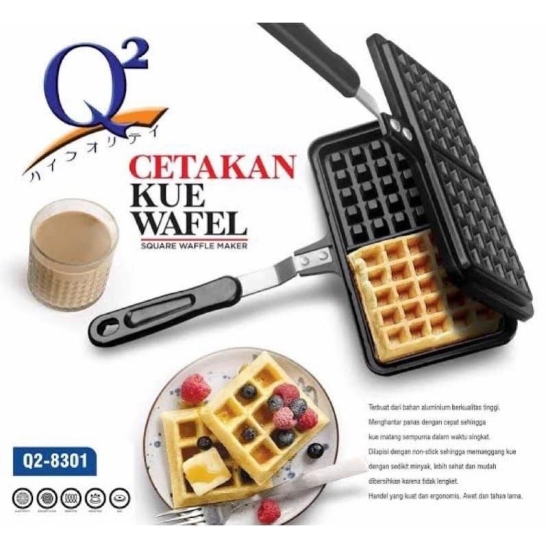 PERSEGI 8301 Teflon Non Stick/Anti Lengket Waffle/Croffle/Belgian Pancake Maker/Cetakan wafel