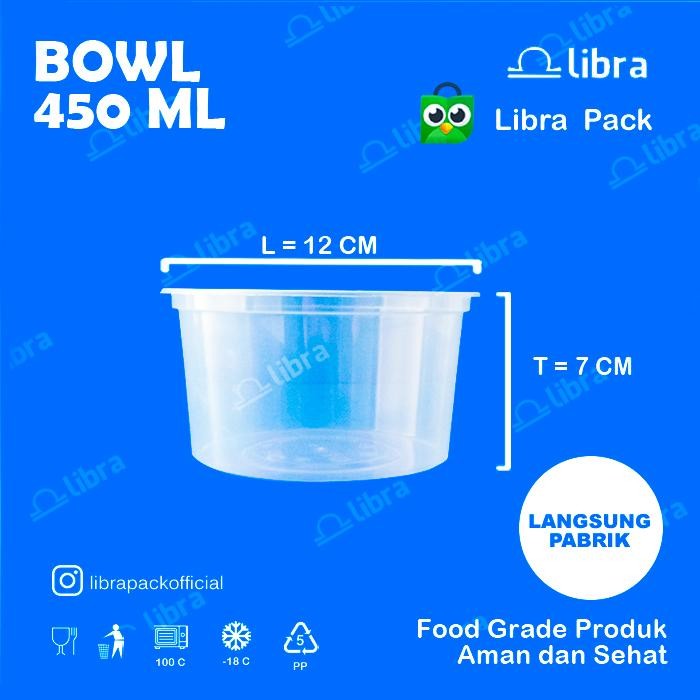 500 Pcs- Thinwall DM 450ml Per Dus Bulat Rata Bowl Plastik Tahan Panas