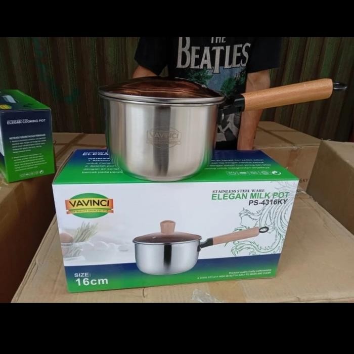 Vavinci Elegant Milk Pot Panci Susu Stainless gg kayu18 Cm PS-4318 KY