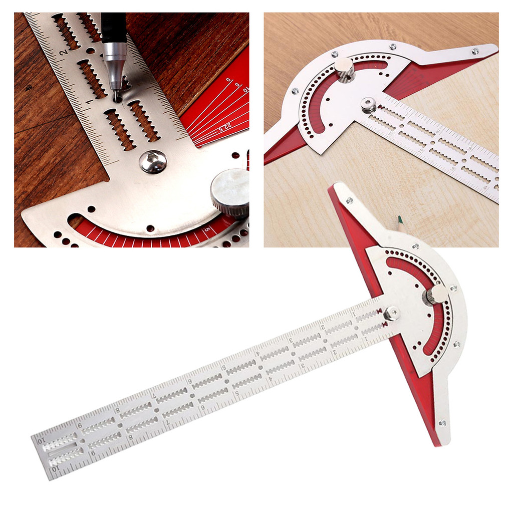 15Inch penggaris busur derajat, Penggaris Busur Kayu, Woodworking Angle Ruler Baja tahan karat