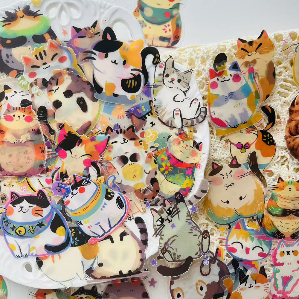 

50pcs Variety Cat Stickers Cartoon Animal Decoration Luggage Laptop Scrapbook Diary Skateboard Guitar Helmet DIY Stickers