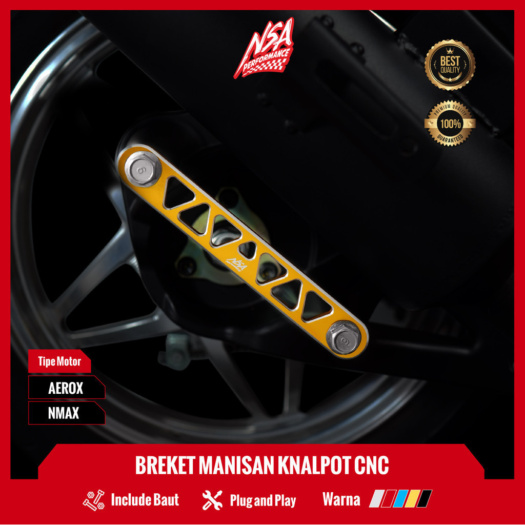 NSA BRACKET MANISAN KNALPOT NMAX OLD / NMAX NEW - AEROX OLD/ NMAX NEW AKSESORIS MOTOR FULL CNC