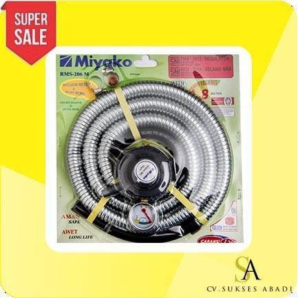Hot Produk Selang dan Regulator RMS206M Kompor Gas LPG Miyako RMS-206 M RMS 206M Regulator Set Tekan