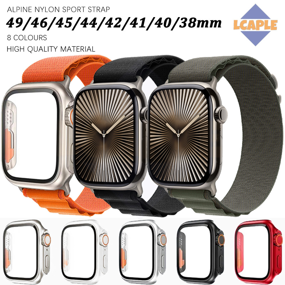 Alpine Loop Nylon Strap Case for Apple Watch 46 45 41 44 40 42 38mm Iwatch Series 10 9 8 7 SE 6 3 5 
