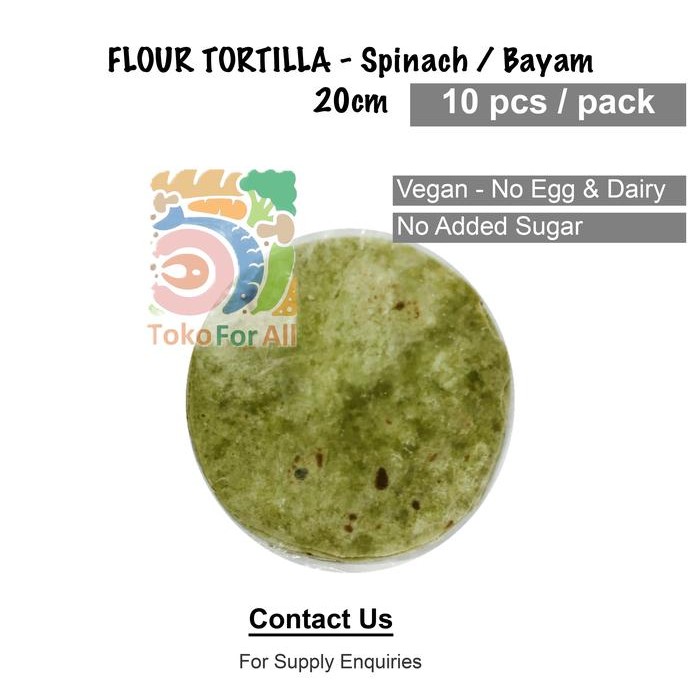 

KEBAB WRAP - FLOUR TORTILLA - Spinach Bayam 20 CM FROZEN Vegan