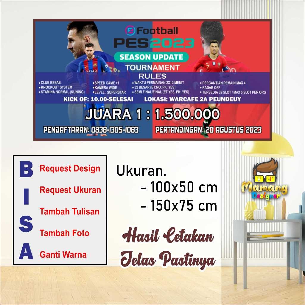 backdrop Custom banner MMT Spanduk Untuk Turnamen Atau Lomba Sepak Bola bb